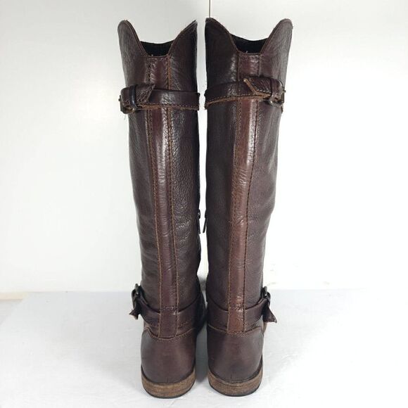 Frye Women's Phillip US 7,5B Brown Leather Buckle knee High Riding Boots - Picture 7 of 14